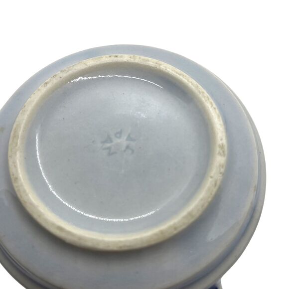 Soup Mug Bowl Handle Primitive Birds Made in Japan Vintage Stoneware Blue Heart - Picture 5 of 16